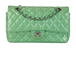 Small Classic Double Flap, Patent Leather, Green, 17591196(2012-13), 3*